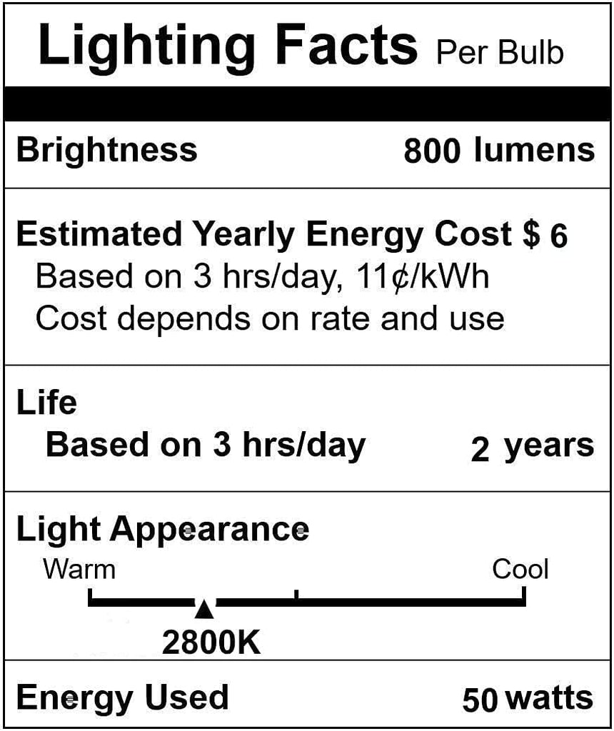 MR16 Halogen Bulb 50W 12V GU5.3 Base 2800K for Track Lights