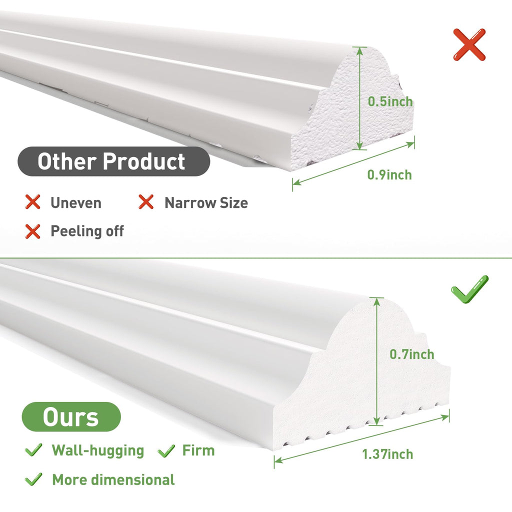 Peel and Stick Wall Molding, Pre Cut, Paintable, 4 Set 16" x 24"