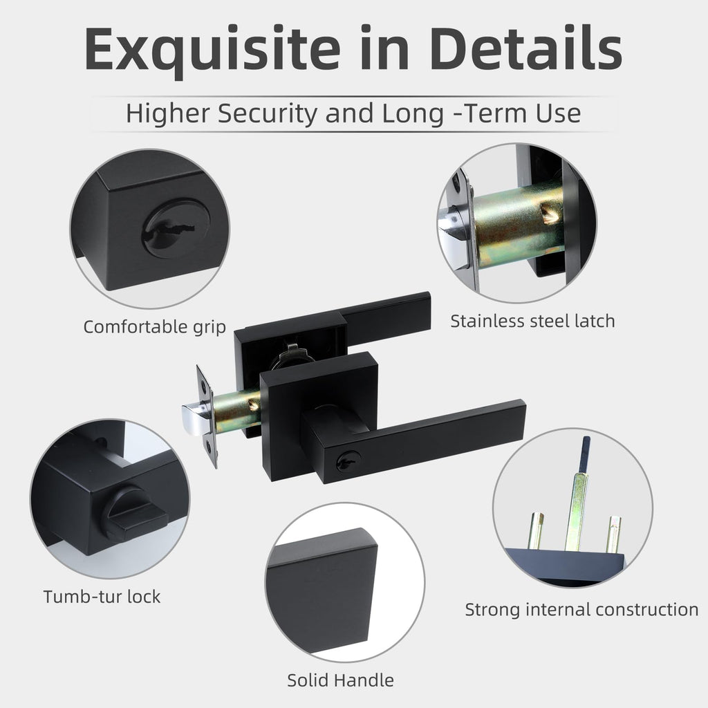 Entry Door Lock Set, Square Door Lever