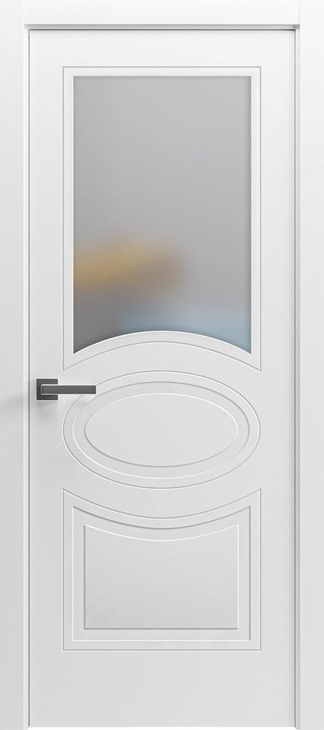 Solid French Door Opaque Glass 28 x 80 inches | Mela 7012 Matte White | Single Regular Panel Frame H