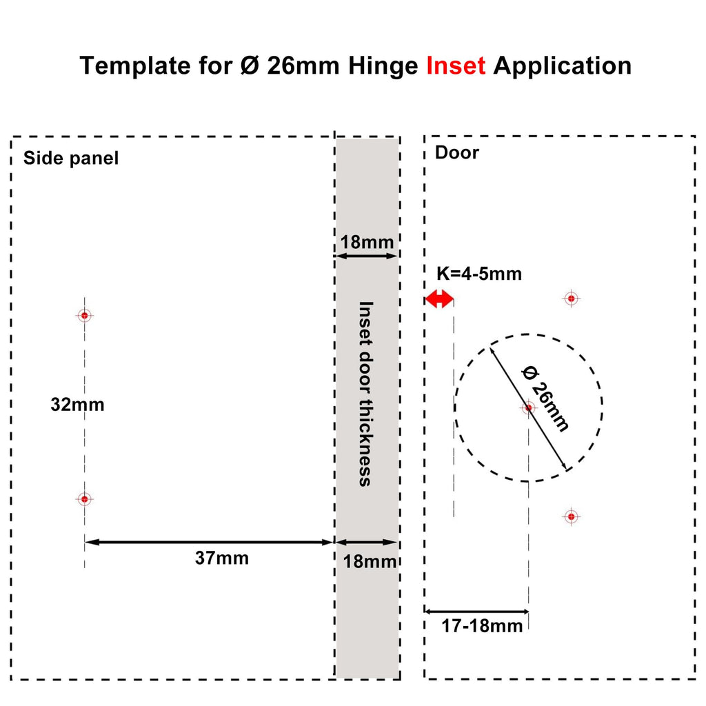 95 Degree Inset Hinges 26mm with Damper Soft Closing Clip on Assembly Kitchen Cabinet Cupboard Wardrobe Door Hinge