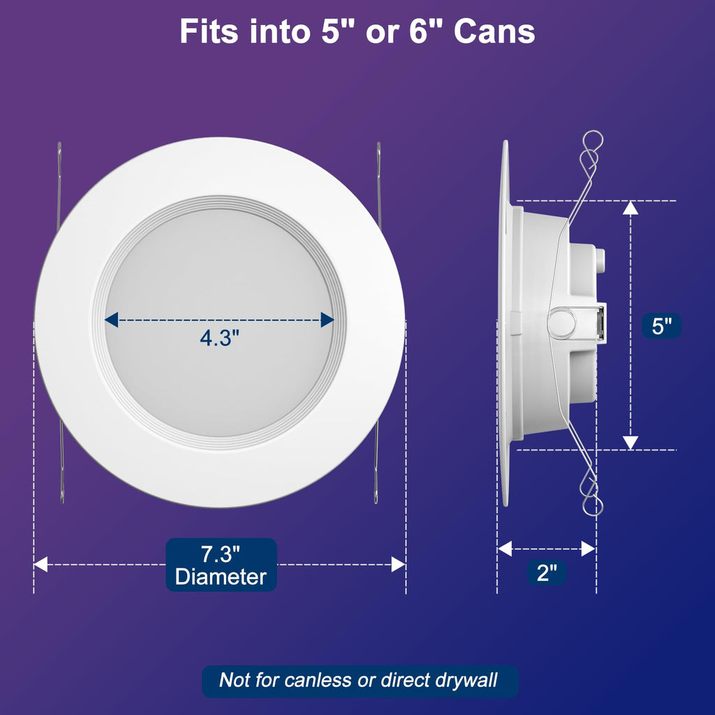 Recessed Lighting 5/6 Inch, RGBCW Color Changing E26 Can Lights with Remote