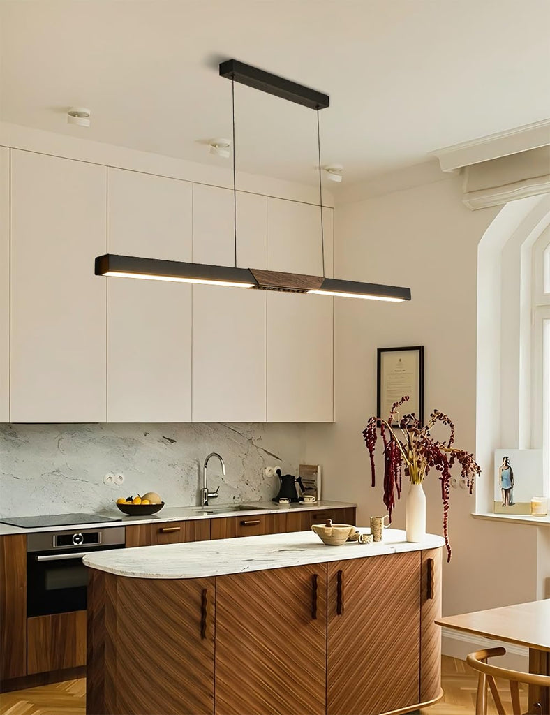 63" Linear Pendant Light, Modern Black Dimmable LED Chandelier, Kitchen Island Lighting Over Dining Room Table, Pool