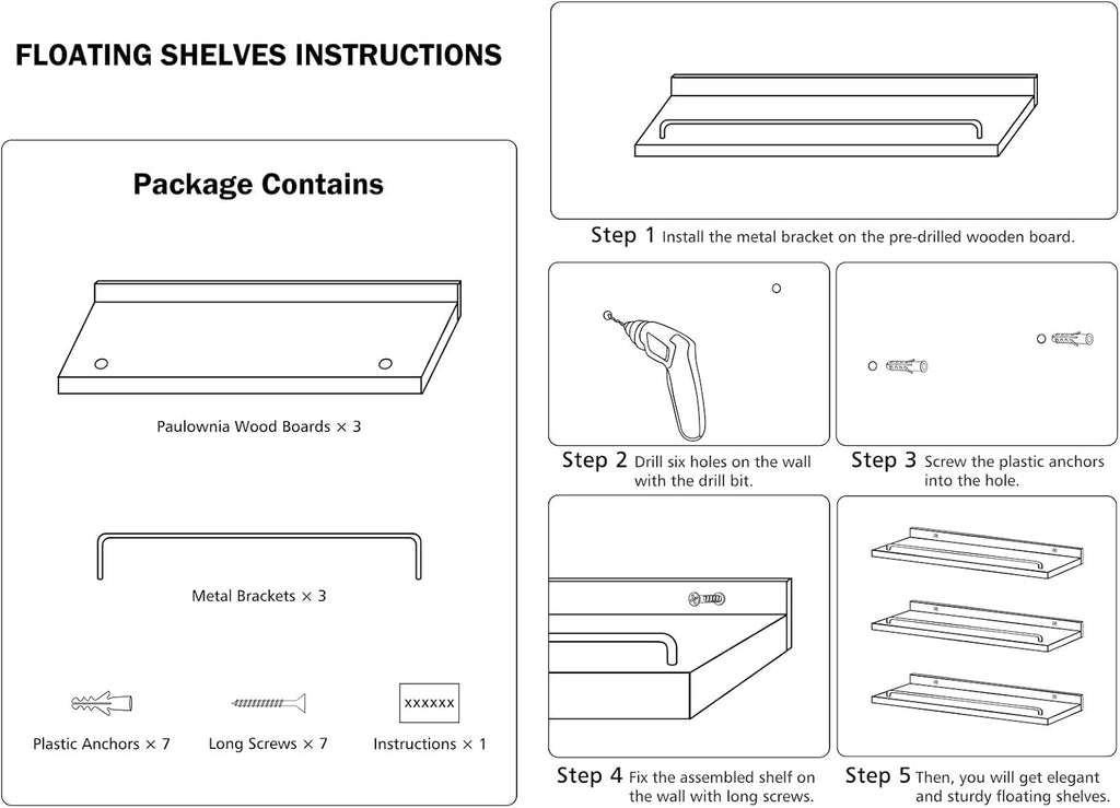 Floating Shelves for Wall Decor, White Shelves , Picture Frames, Plants, Kitchen (Set of 3)