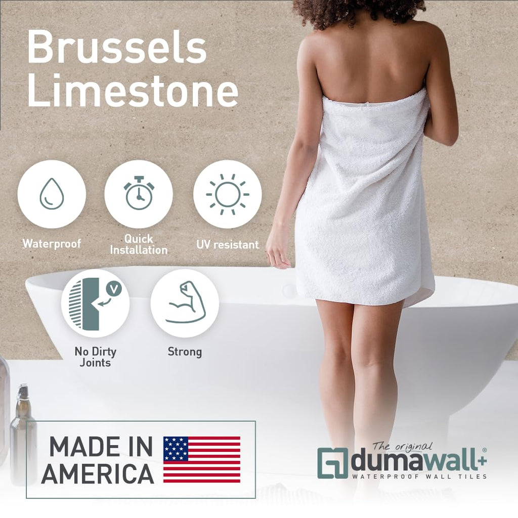 Waterproof Wall Tiles Easy Install Brussels Limestone 8 Pack