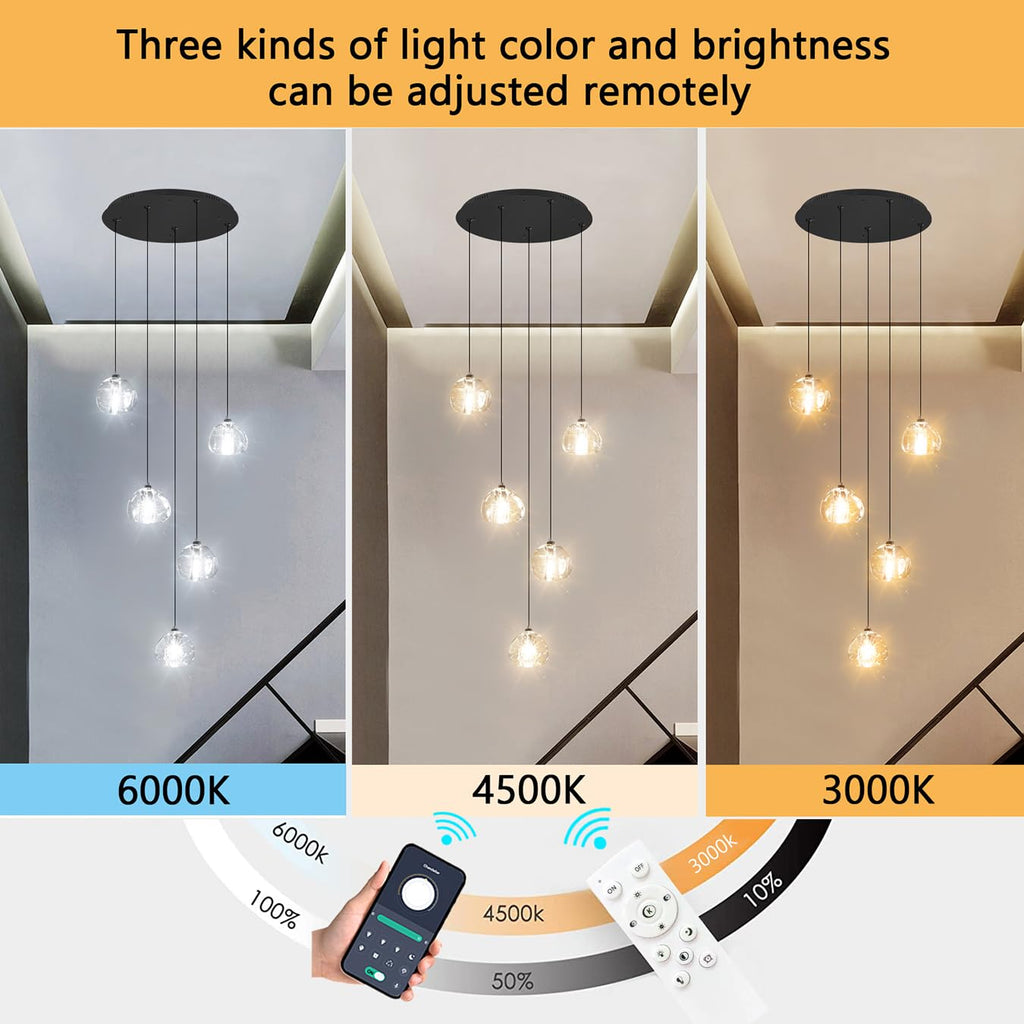 Modern Glam Chandelier LED Kitchen Pendant Lights Island Lighting Remote Dimmable Fixtures Bubble Crystal Floating