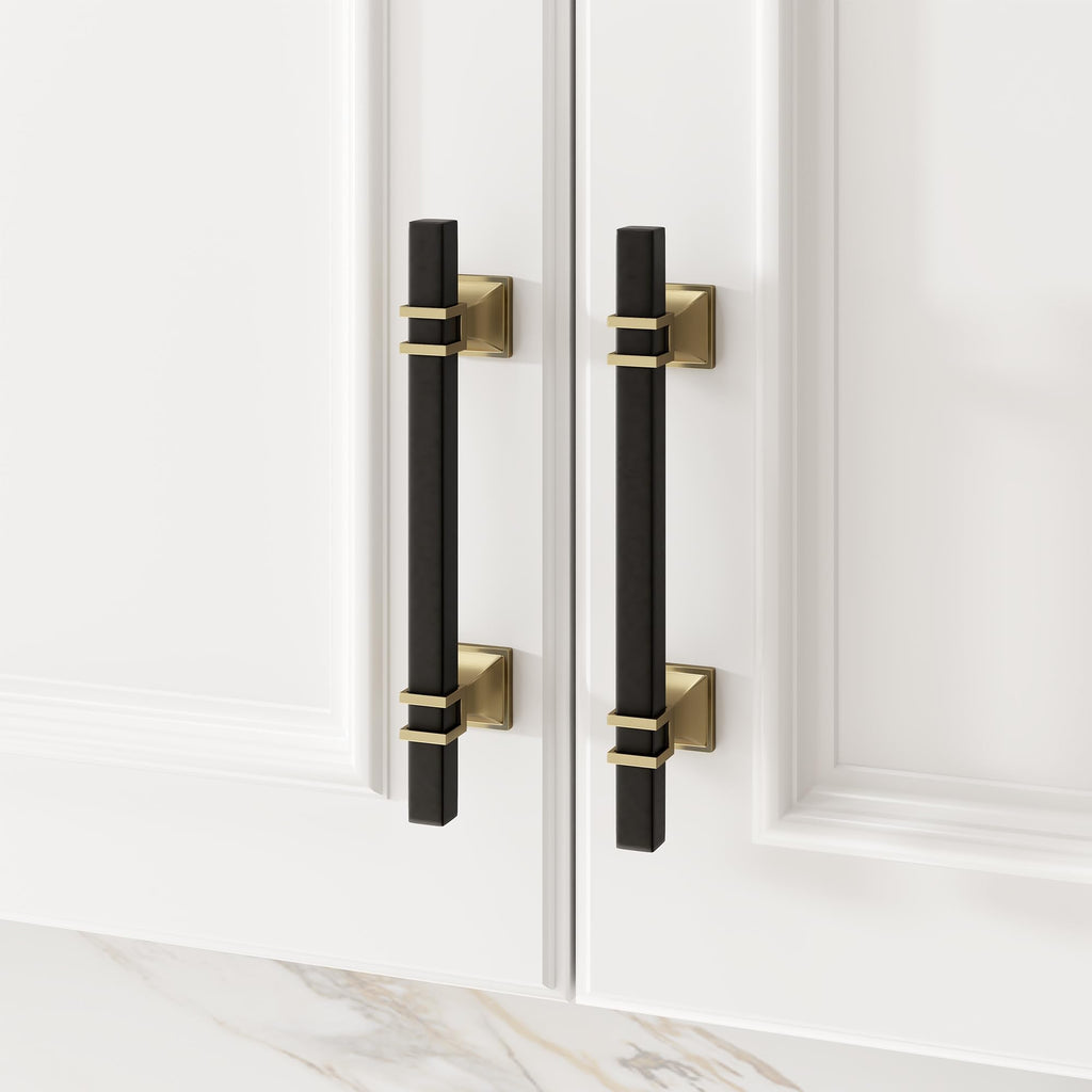 Black and Champagne Bronze Cabinet Pulls 3" Black and Brass Pulls