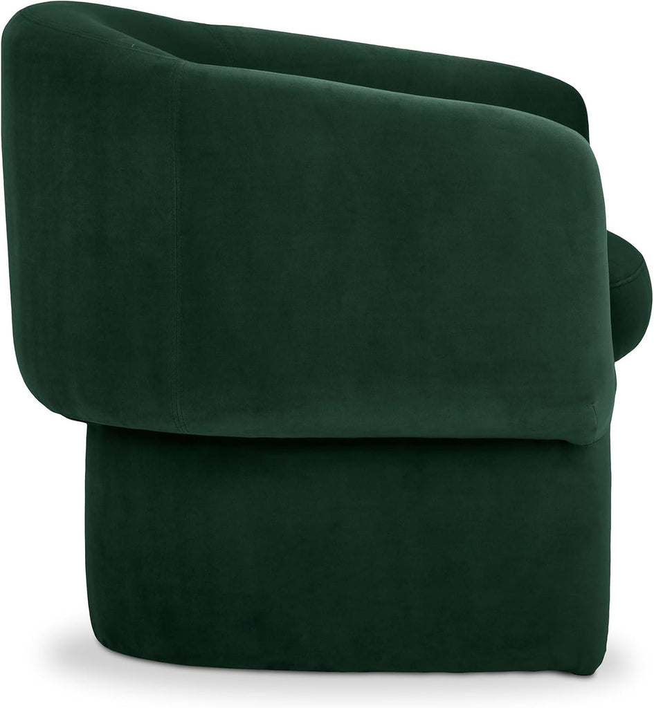 Sylvie Accent Chair, Art Deco Curved Design, Recycled Polyester Upholstery, Dark Indigo