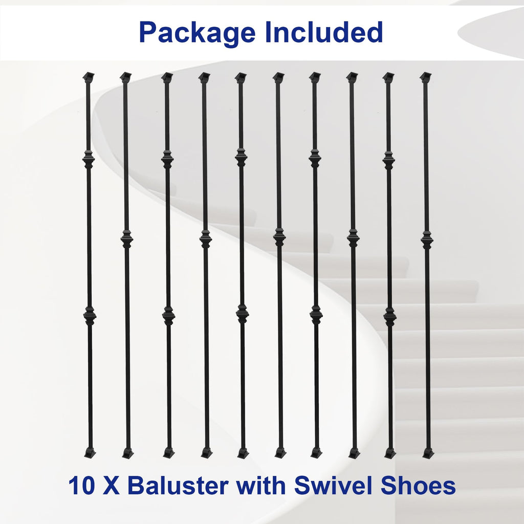 10-Pack Iron Balusters 44" Wrought Iron Stair Spindles