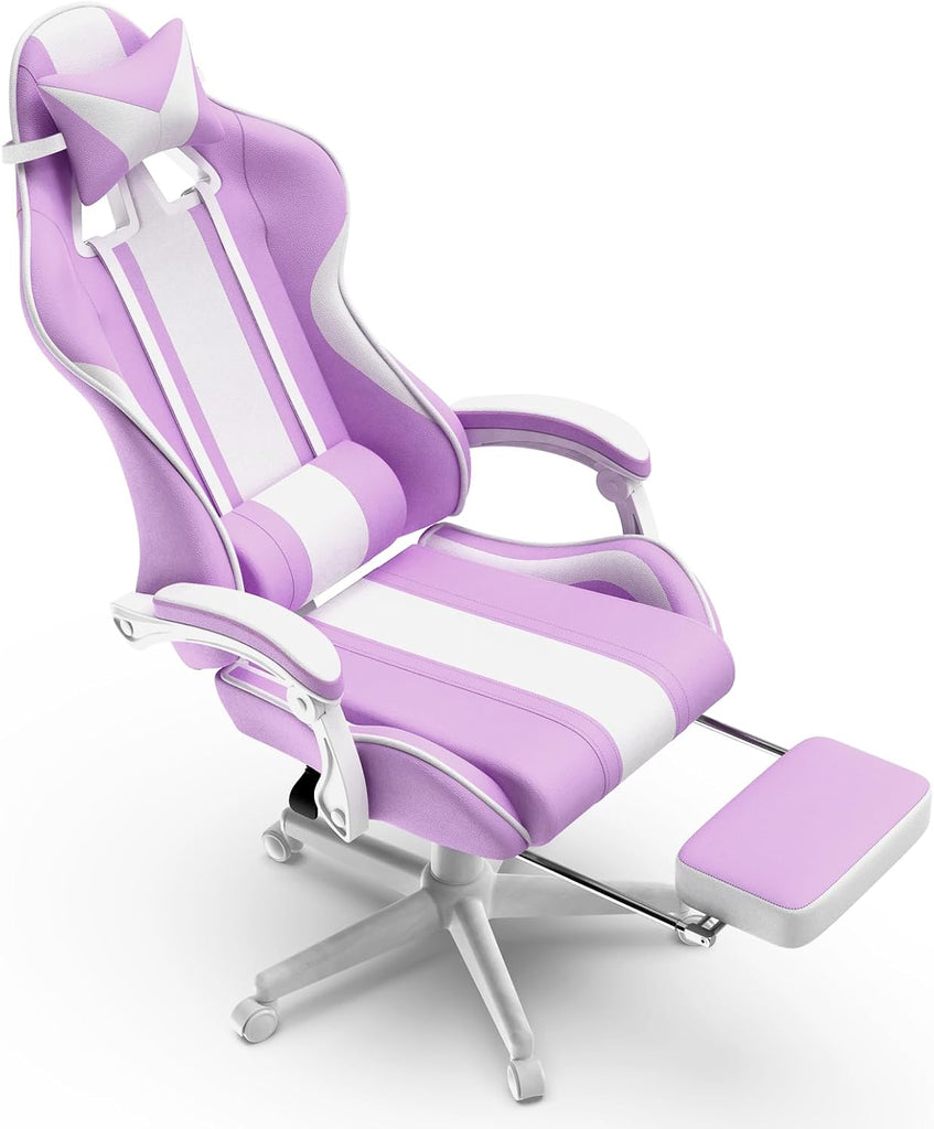 Gaming Chairs, Ergonomic Racing Style PC Game Computer Chair with Headrest Lumbar Support Adjustable Recliner PU