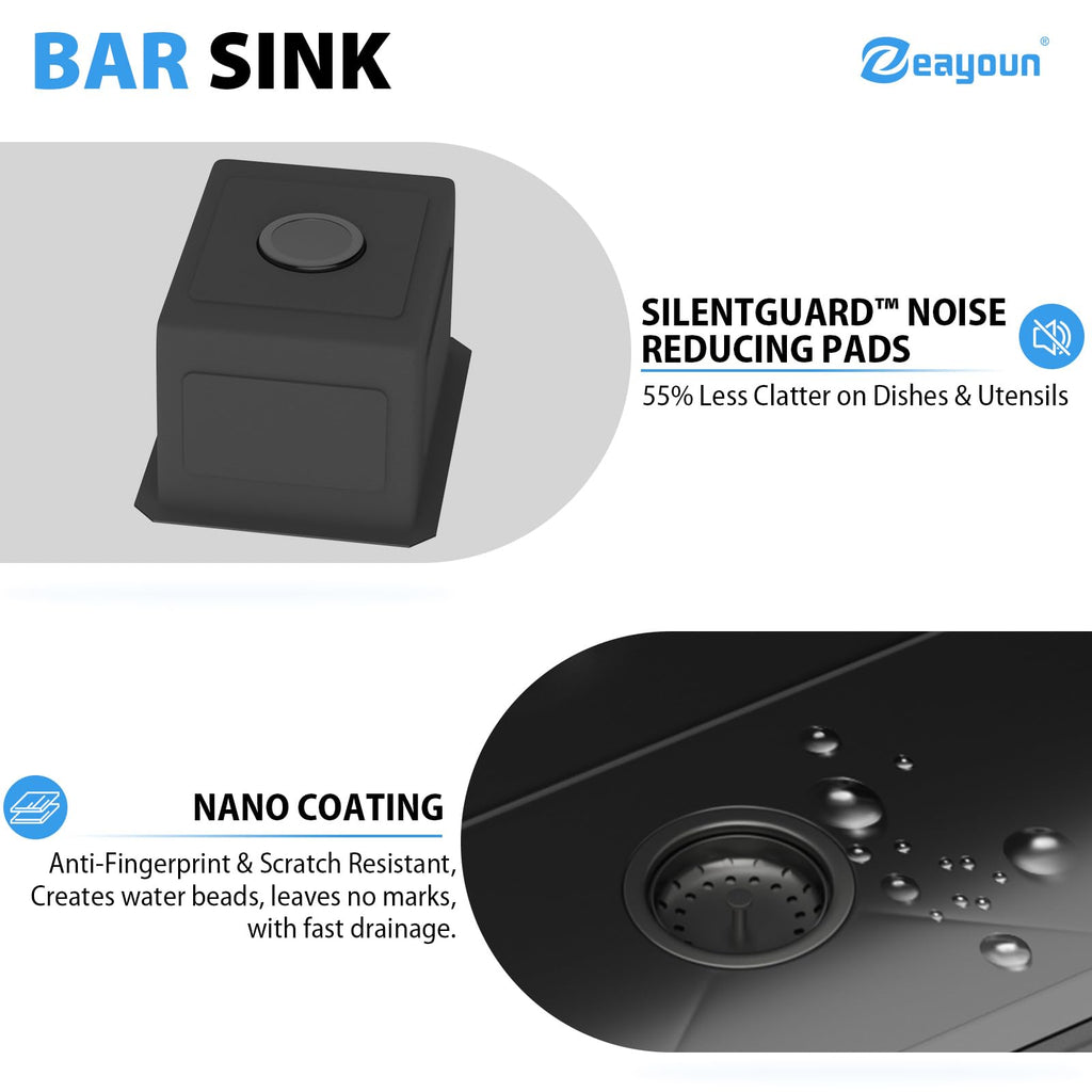 12 Inch Gunmetal Black Undermount Bar Sink