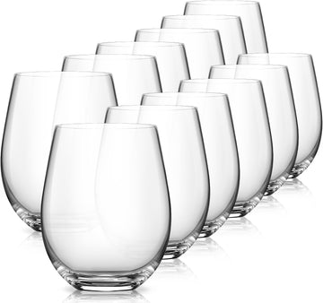 Stemless Wine Glasses, Crystal Red White Wine Glasses for Daily Use, Hosting, Home Bar, Evening Party, Birthdays