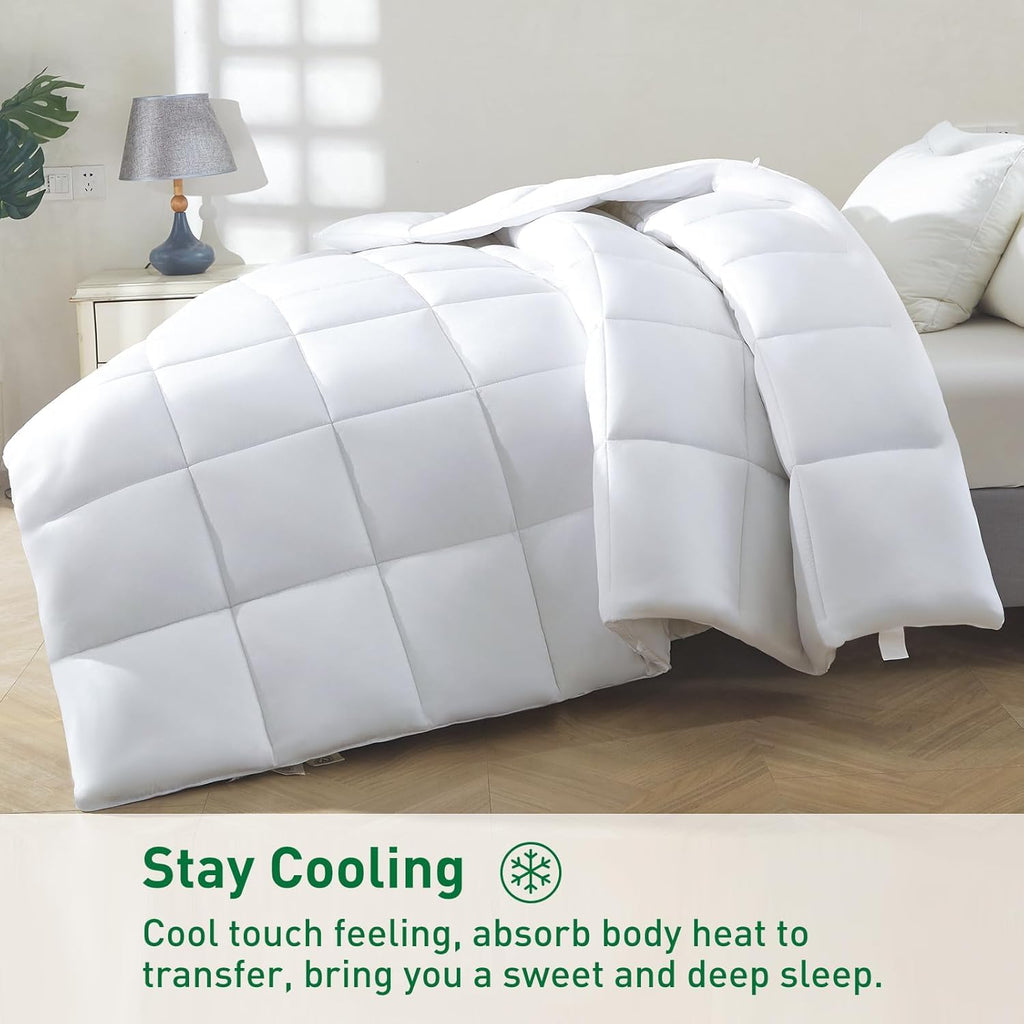 100% Viscose Made from Bamboo Comforter -All Season Comforter Cooling Silky Soft Duvet Insert Twin Size-with 8 Corner