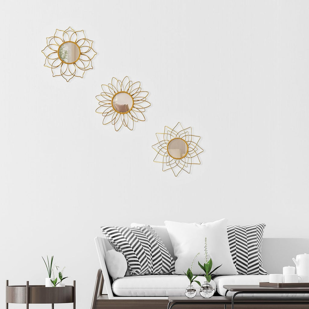 Champagne Gold Round Mirrors for Wall, Decorative Mirrors for Wall Decor