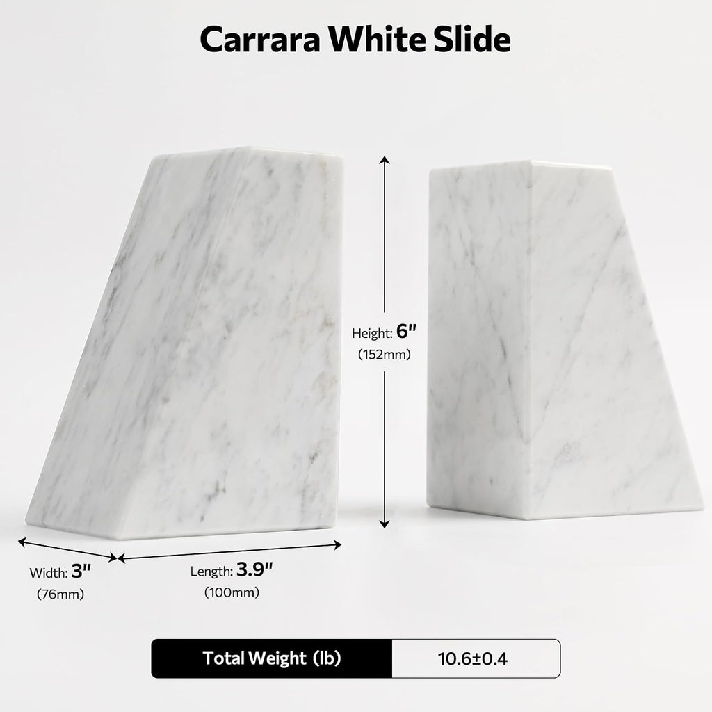 Luxury Marble Bookends for Shelves, 11LB Heavy Duty Marble Book Ends for Heavy Books, Stone Bookends Decorative