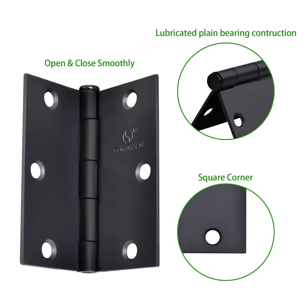 Door Hinge 3 1/2 Inch Interior Door Hinges Satin Nickel 3.5 Inch Interior Hinges Flat Iron Hinge 3 1⁄2"x 3 1⁄2" Door