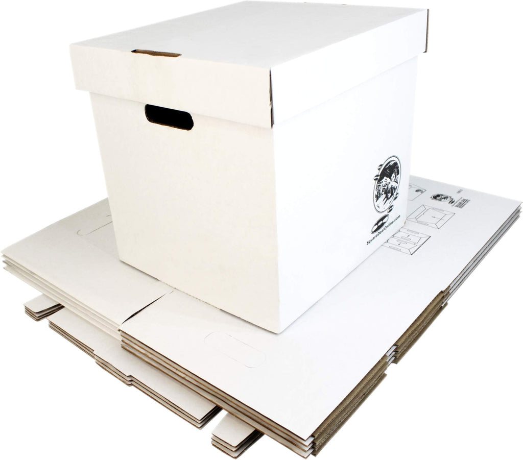 Durable Set of 5 12 inch Vinyl Record Storage Boxes - Heavy-Duty Cardboard Construction with Removable Lid - Holds Up