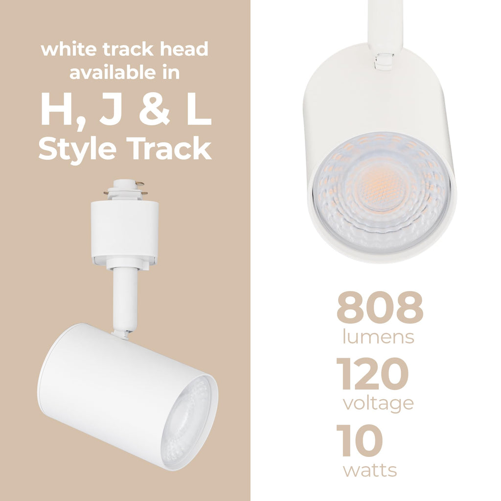 Amped Collection LED 10W 808 Lumens Track Head 5-CCT Selectable in White for H Track, Standard 3-Wire Track System