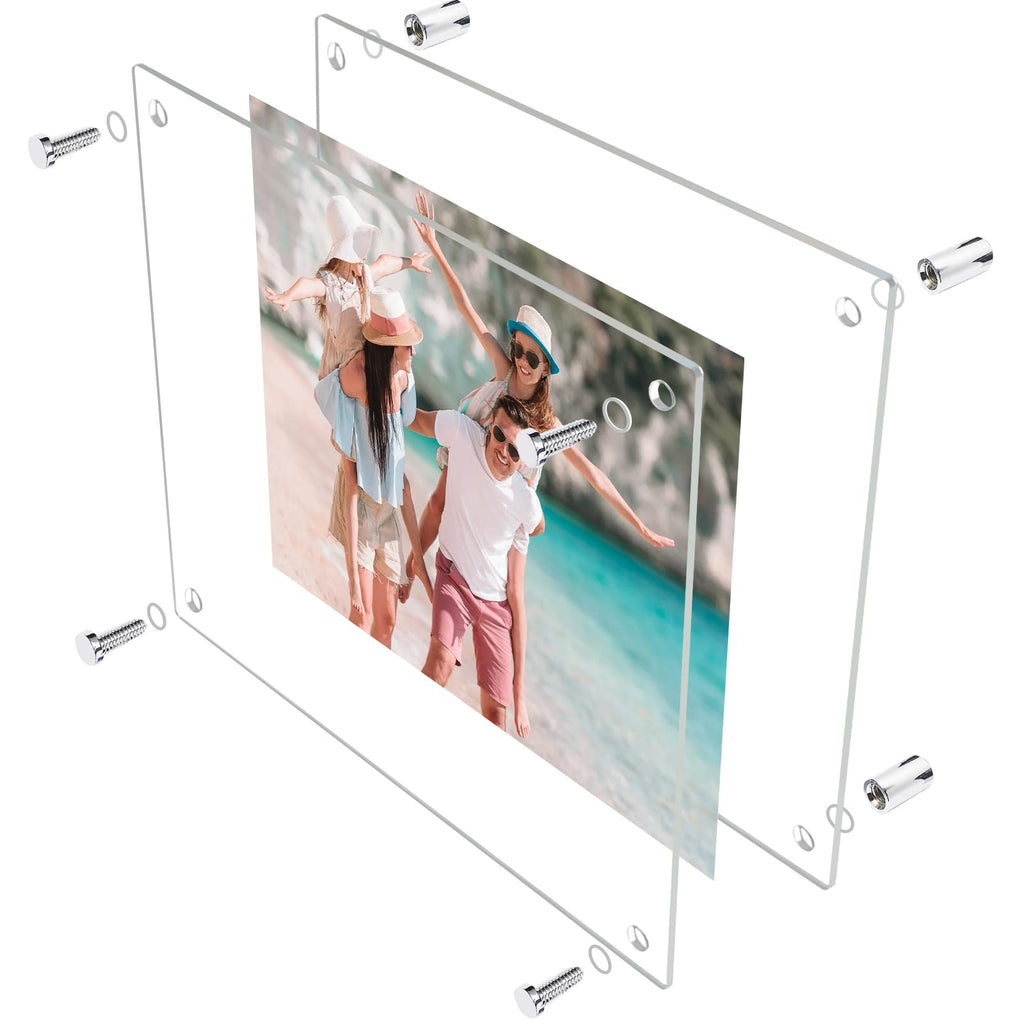 8x8 Clear Acrylic Wall Mount Floating Frameless Picture Frame, Clear Acrylic Photo Frame for Wall, Frameless Picture