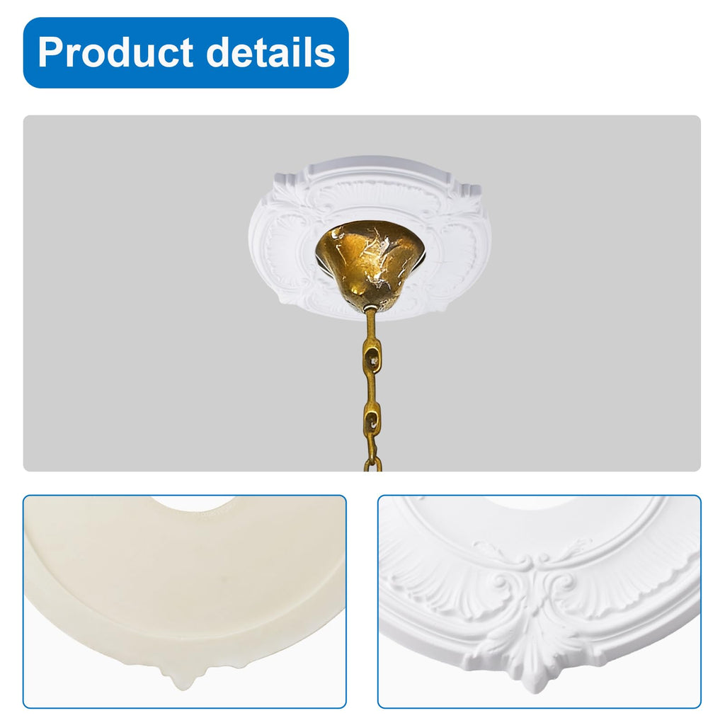 1Pack Lighting PU Ceiling Medallion Ceiling Cover Plate Ceilings Fan Medallion Home for Light Fixtures Ceiling Light