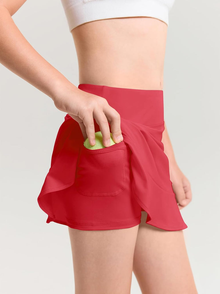 Girls A-line Tennis Skirts with Shorts Athletic Skorts