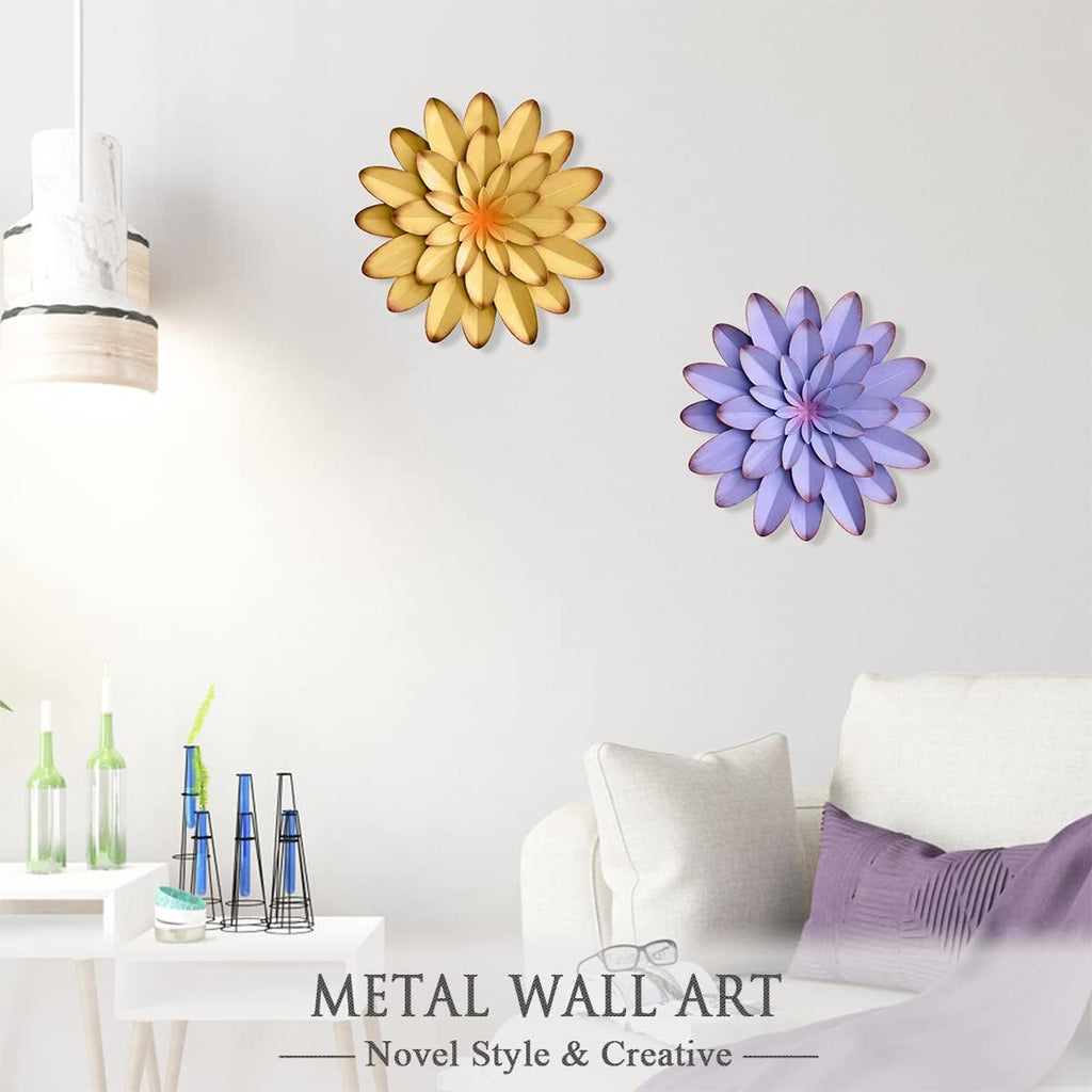 Metal Flowers Wall Decor Indoor Outdoor Metal Wall Art for Farmhouse Home Living Room Bedroom Bathroom Garden Decor