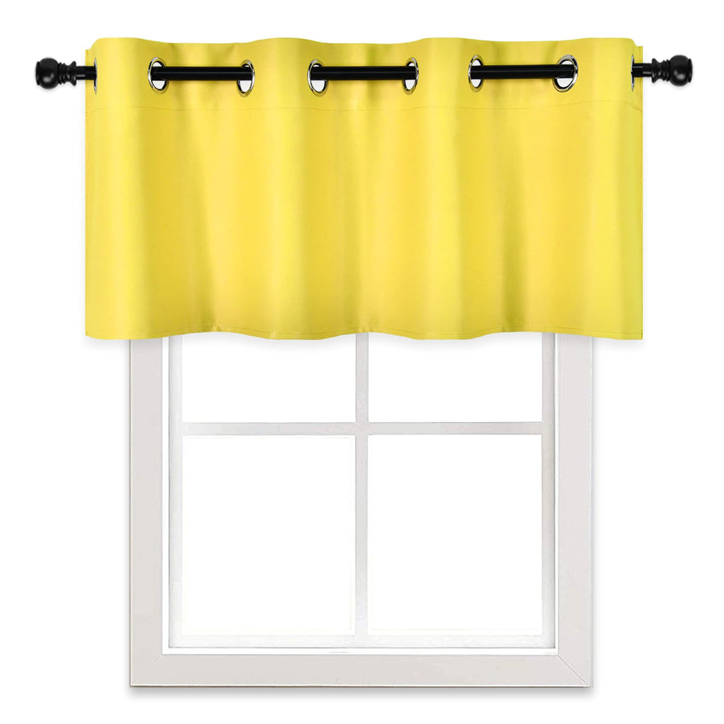 Bright Yellow Valance Windows Solid Gold Yellow Blackout Curtain Valance with Grommet Short Straight Drape Valance