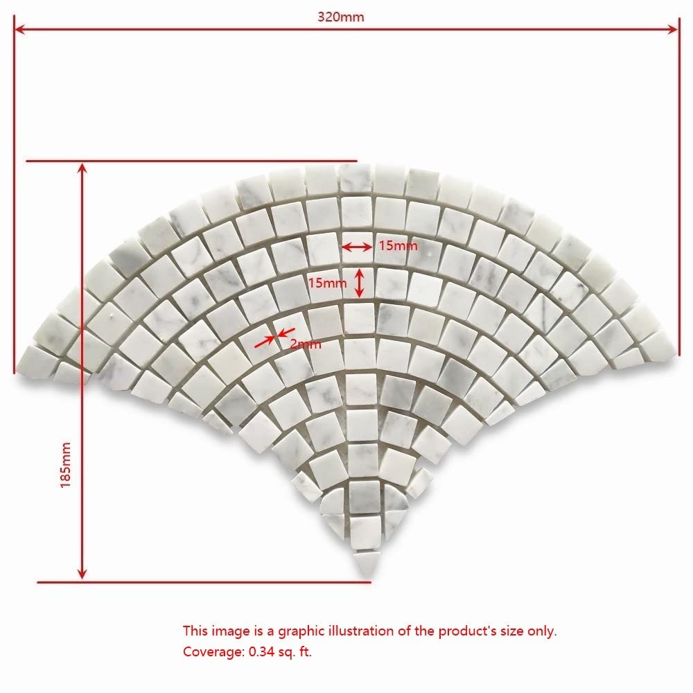 Thassos White Marble Fish Scale Scallop Fan Pattern Mini Mosaic Tile Polished Kitchen Bath Wall Floor Backsplash