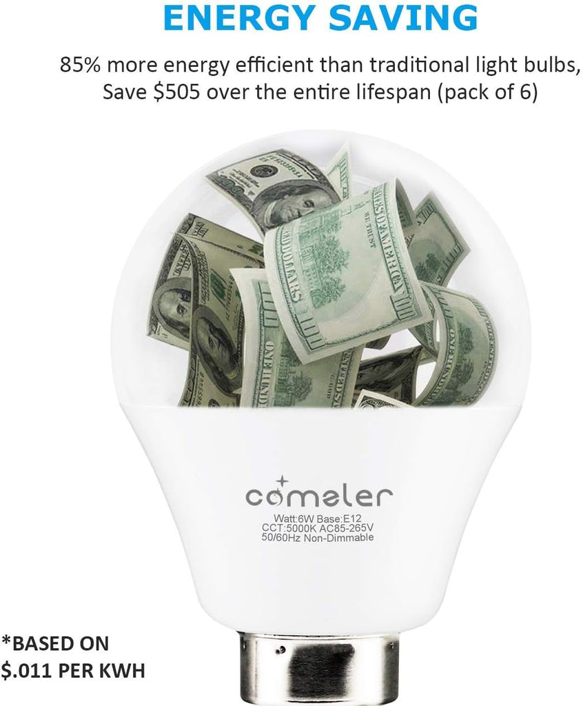 12 Pack E12 Ceiling Fan LED Light Bulbs 60W Equivalent 5000K Daylight