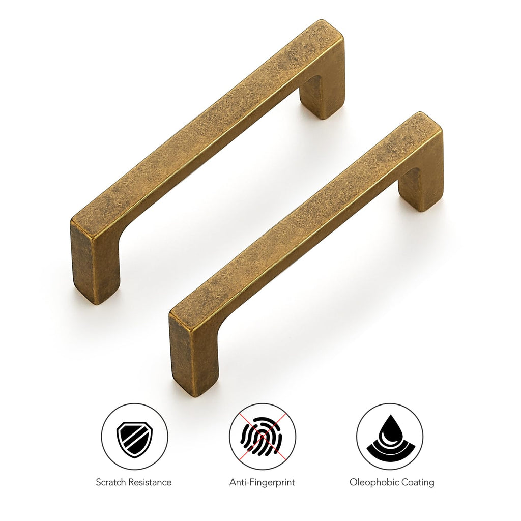 Antique Brass Kitchen Cabinet Solid Handles,3-1/2 Inch,10 Pack