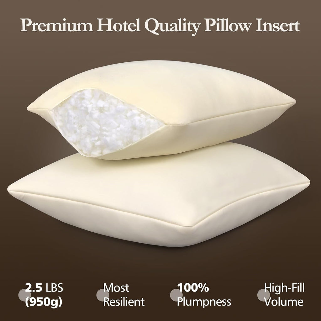 20x20 Pillow Inserts - Shredded Memory Foam with 3-Layer Hybrid Construction - Supportive 20 Inch Pillow - Set of 2