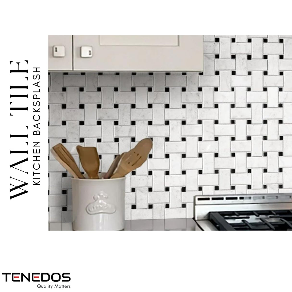 Bianco Carrara Basketweave Marble Mosaic Tile