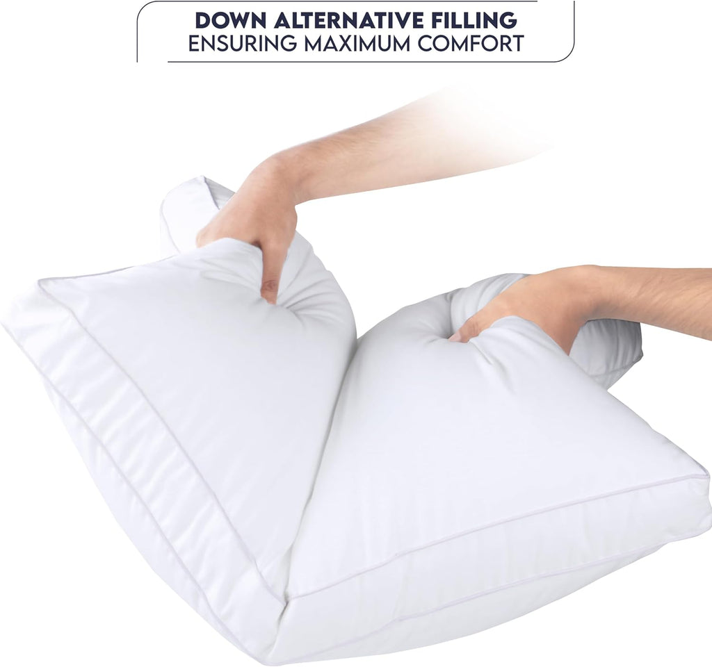 Bed Pillows for Sleeping Standard Size (White), Set of 2, Soft & Fluffy Pillow with Down Alternative Filling