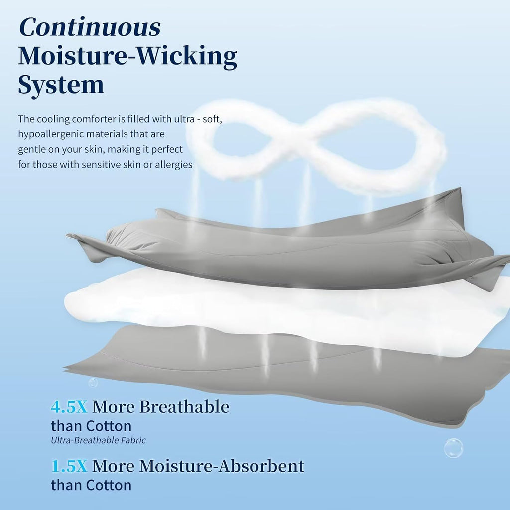 Cooling Comforter Queen Size, Double-Sided Cooling Blanket for Hot Sleepers Night Sweats, Summer Comforter for Queen