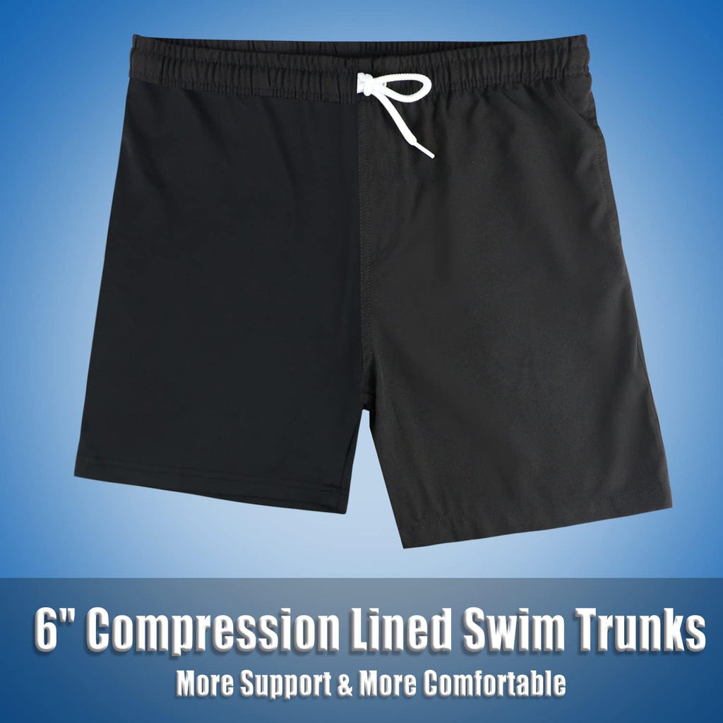 Boys Swim Trunks with Compression Liner Comfortable Anti-Chafe Swimming Shorts Stretchy UPF Quick Dry