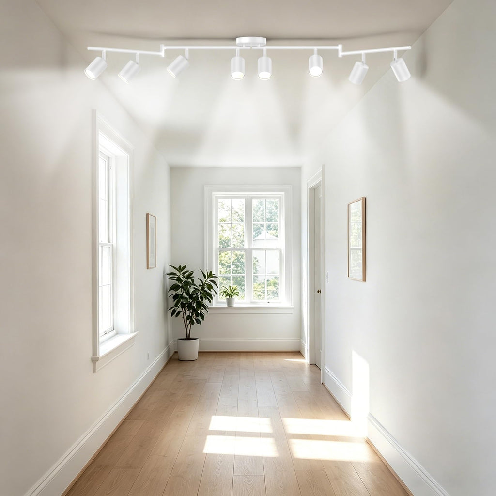 8 Light Track Lighting Kit, 57.6" 8 Way Ceiling Spotlights Fixture