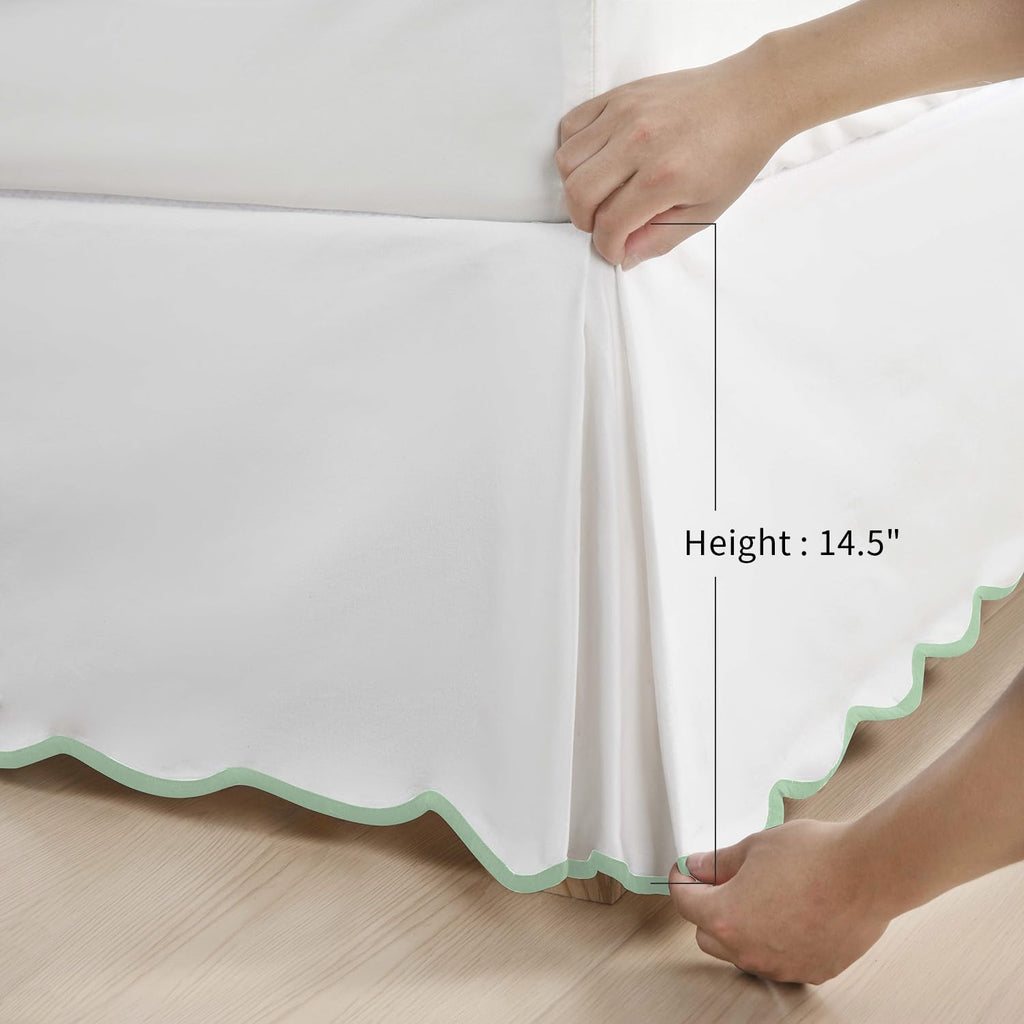 Chic 14'' Twin BedSkirts Scallop Edge Pleated Dust Ruffle
