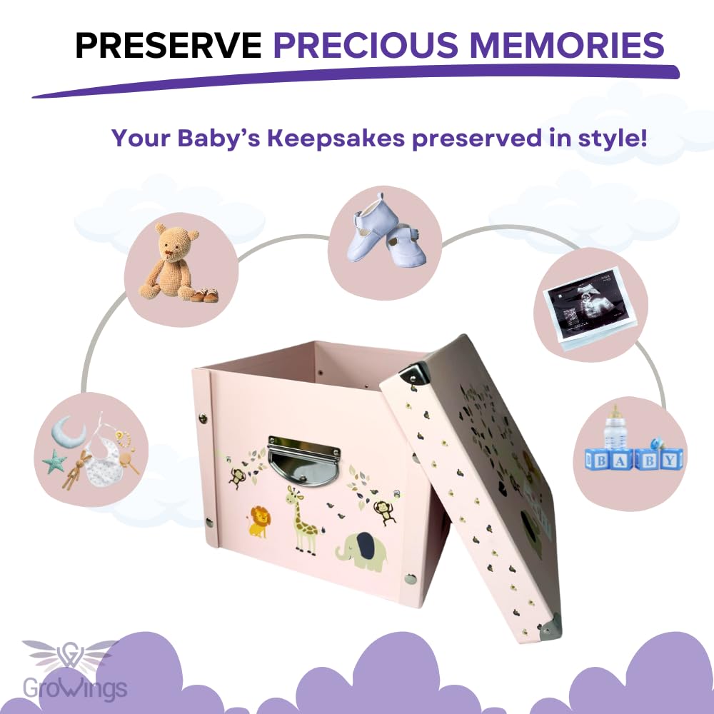 Baby Keepsake Box - Large Memory Storage for Newborns, Suitable for Boys and Girls, Strong, Durable, and Collapsible