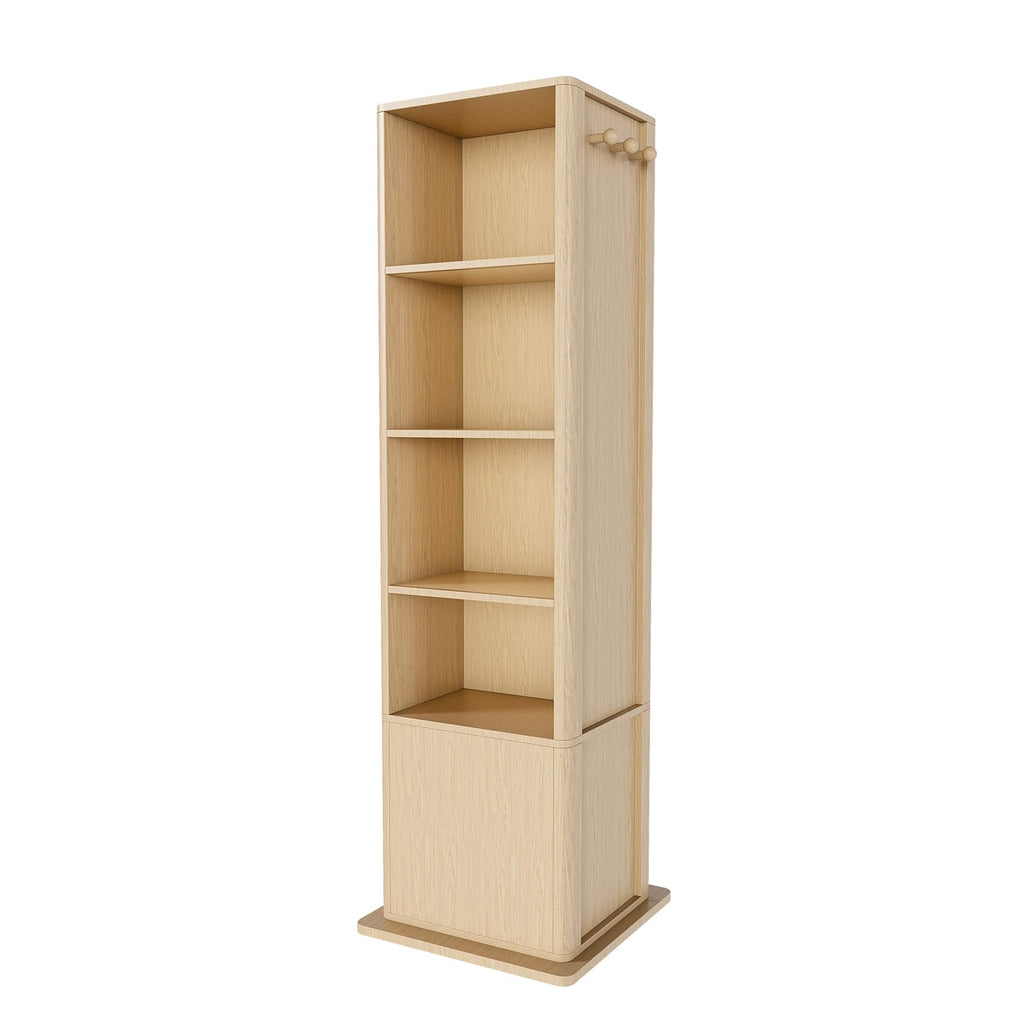 360° Rotating Mirror with Storage, 66" Jewelry Mirror Full Length, Oak