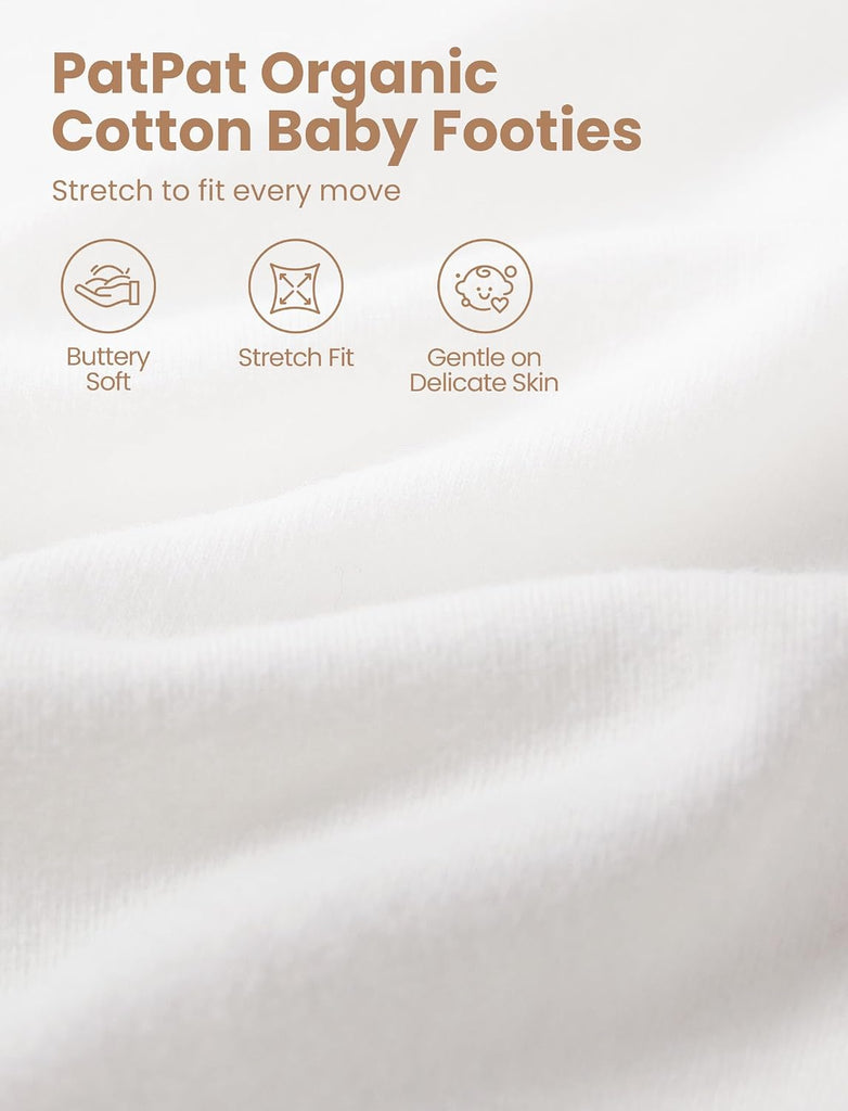 Organic Cotton Baby Footie Pajamas with Two-Way Zipper & Mittens