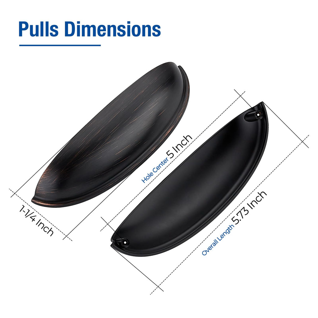 Oil Rubbed Bronze Cabinet Pulls, Cabinet Handles, 5 Inch, 2 Pack