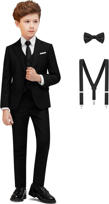 Boys Suit Piece & Piece Tuxedo for Kids with Suspenders