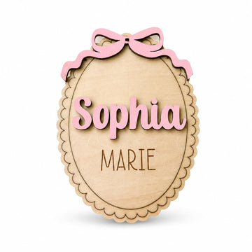 Personalized Baby Name Sign with Bow - Wooden Birth Announcement Keepsake