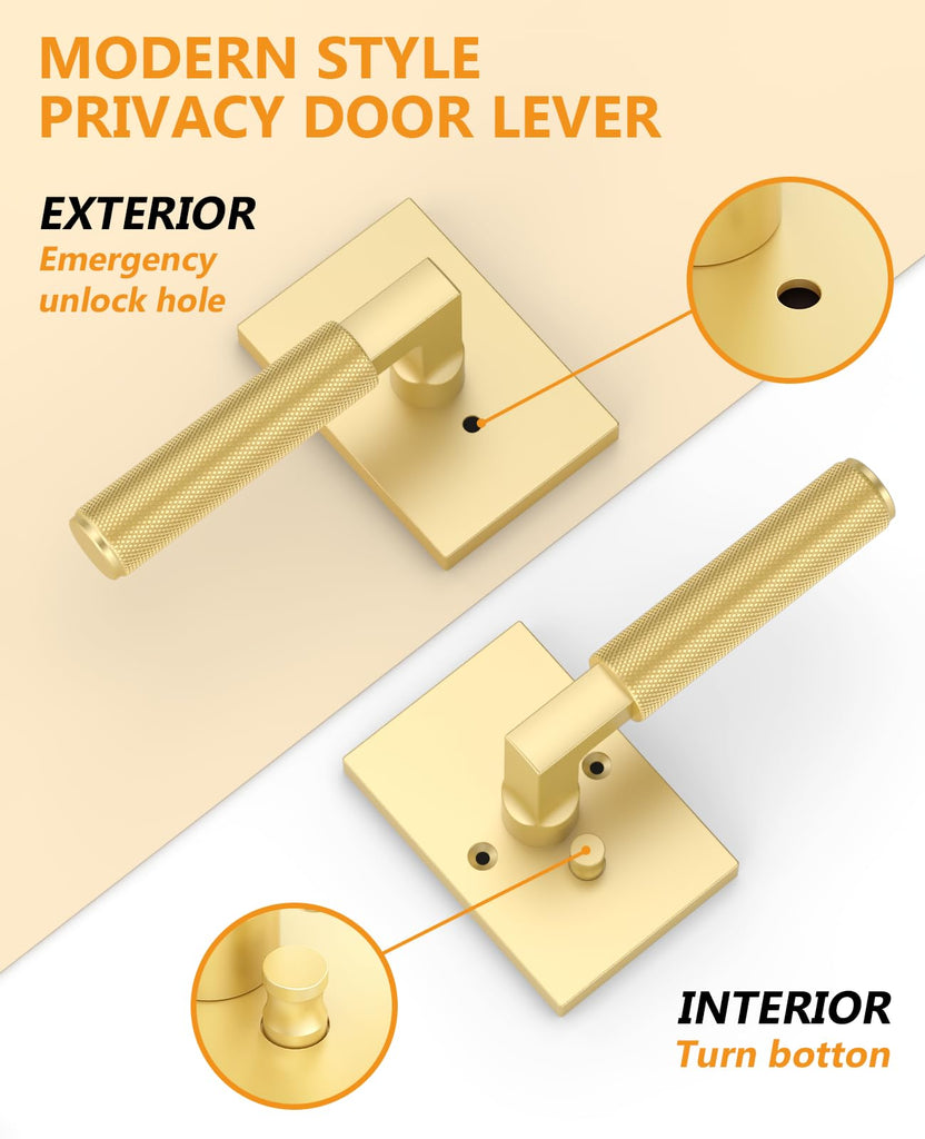 10 Pack Brushed Gold Privacy Interior Door Handles