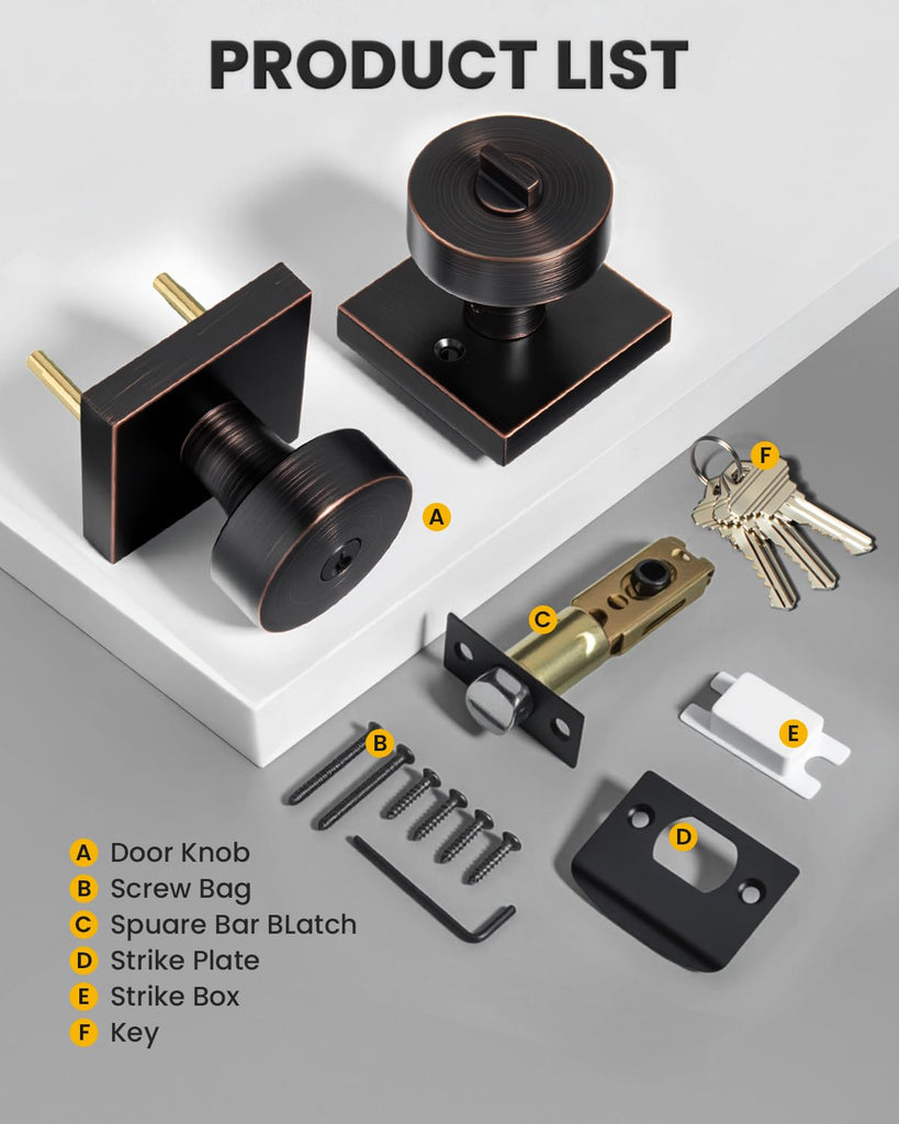 Oil Rubbed Bronze Entry Door Knob with Lock and Key 1 Pack