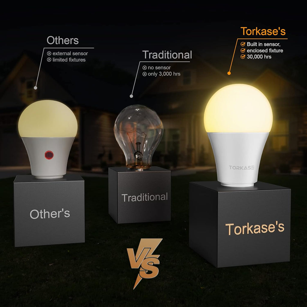 Outdoor Sensor Light Bulbs, E26 Dusk to Dawn Activated Security