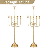 Candle Holders for Table Centerpiece: 2 Pcs 37 inch Tall 5 Arm Gold Candelabra Floor Standing Candlestick Holder for