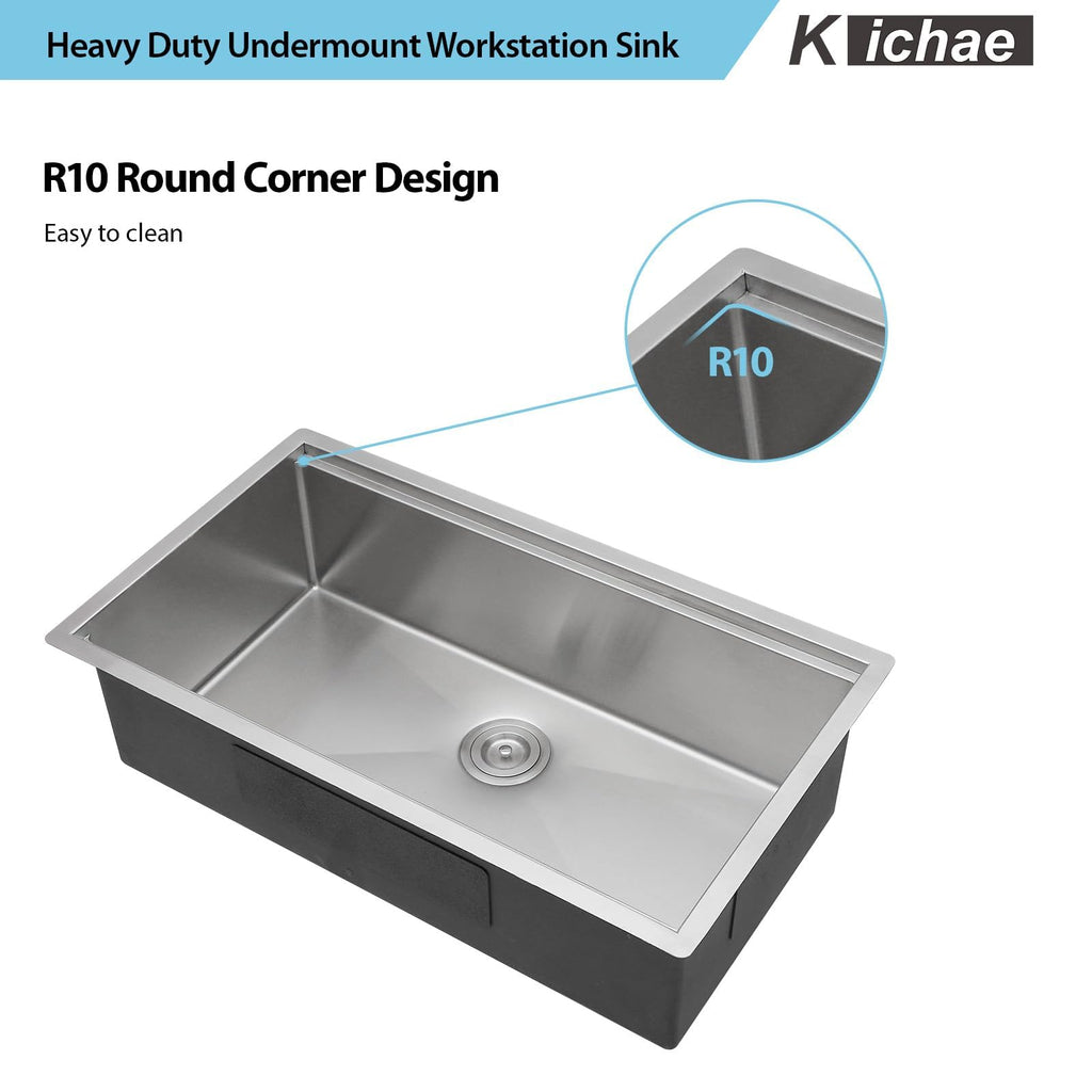 33 Undermount Stainless Steel 16 Gauge Workstation