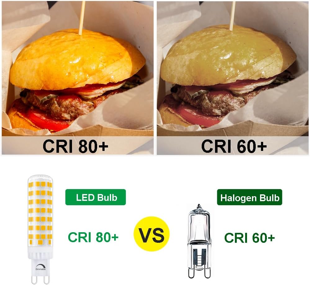 Dimmable G9 LED Bulb 8W, 75W G9 Halogen Bulb Equivalent, 780LM,120V, 3000K Warm White, 5-Pack