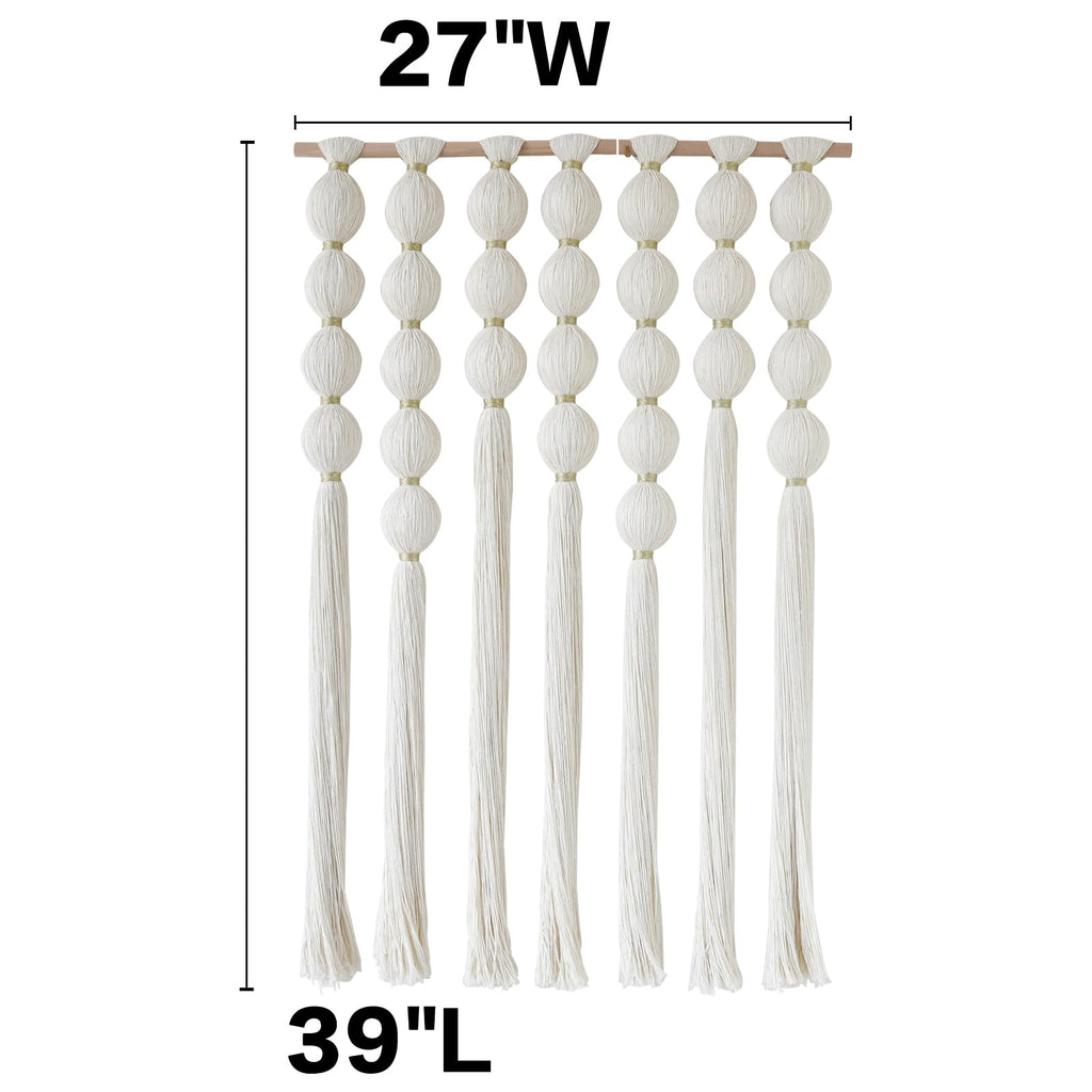 Macrame Wall Hanging Ball Tassels Boho Woven Wall Decor 27"W*39"L
